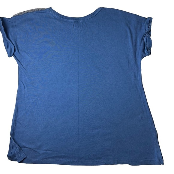 Chicos Summer Shirt Women Size 3 XL/16 Blue Side Slit Pullover Blouse Top Spark - Picture 4 of 9